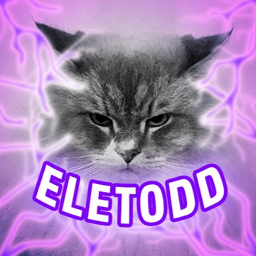Eletodd's grumpy grey cat mascot